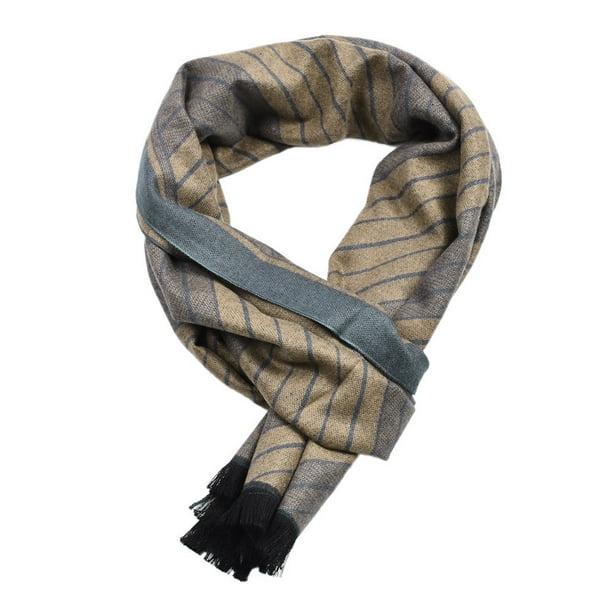 Gentle Men Classic Shawl Winter Warm Fringe Stripe Tassel Long Soft Scarf Wrap #